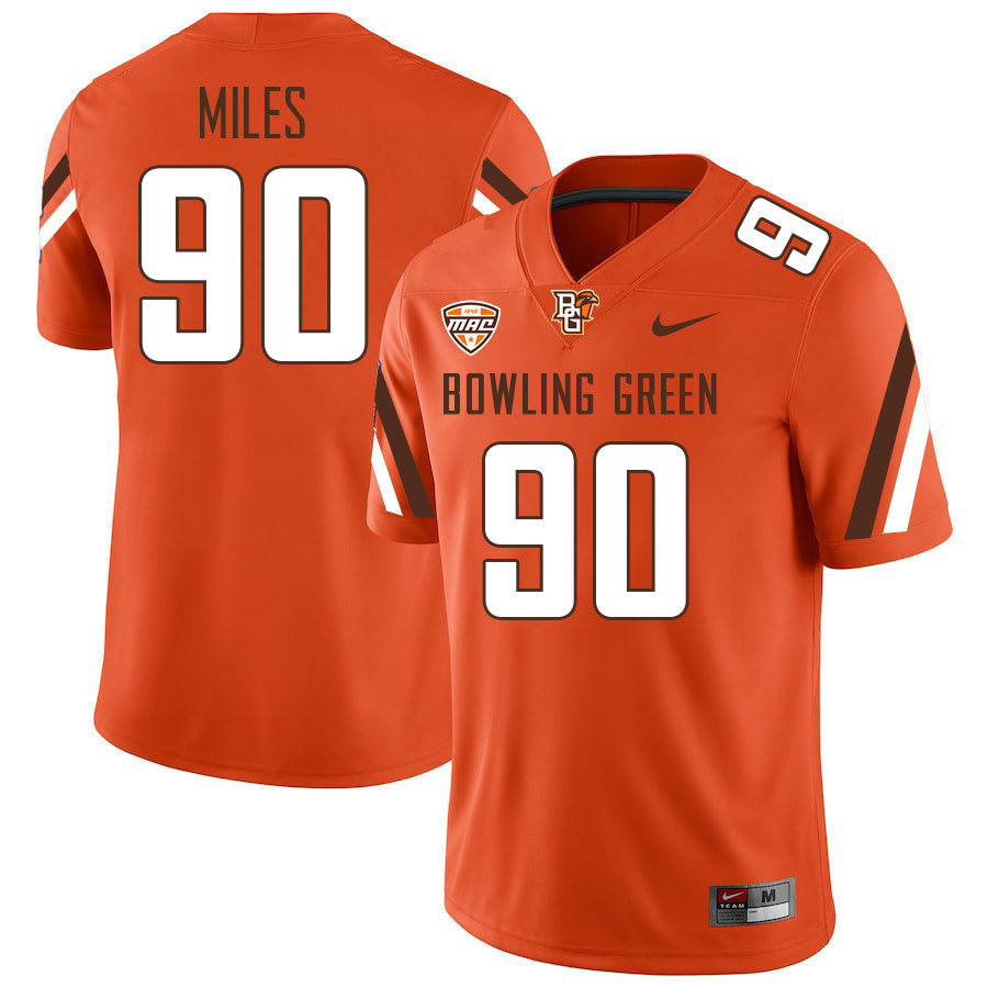 Bowling Green Falcons #90 Davonte Miles College Football Jerseys Stitched Sale-Orange